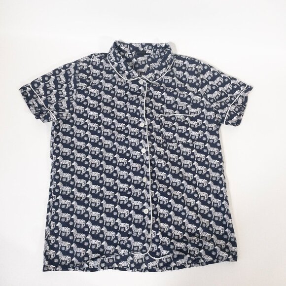 J. Crew Zebra Print Short Sleeve Button-Up Pajama Set SZ M - Picture 2 of 10